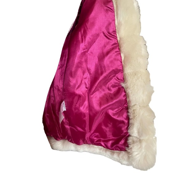 MM Couture by Miss Me Womens Faux Fur Jacket Tie-Waist 3/4 Sleeve Size S Cream - Picture 10 of 13